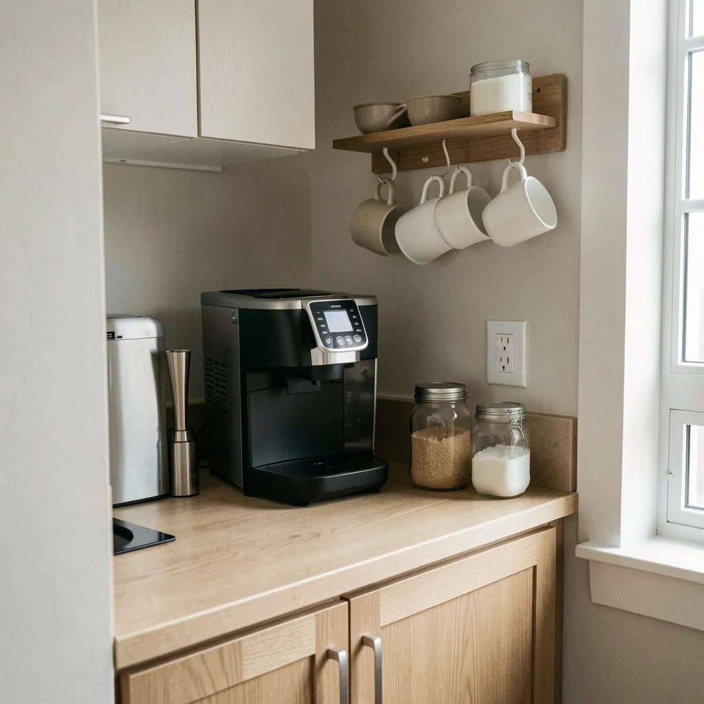 Natural photography of coffee preparation area